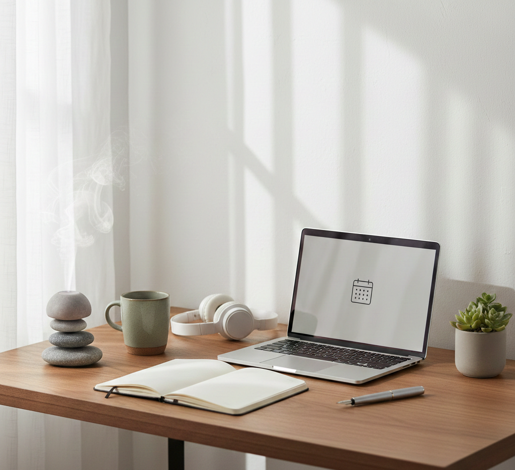 Estilo de vida equilibrado con elementos de bienestar y productividad